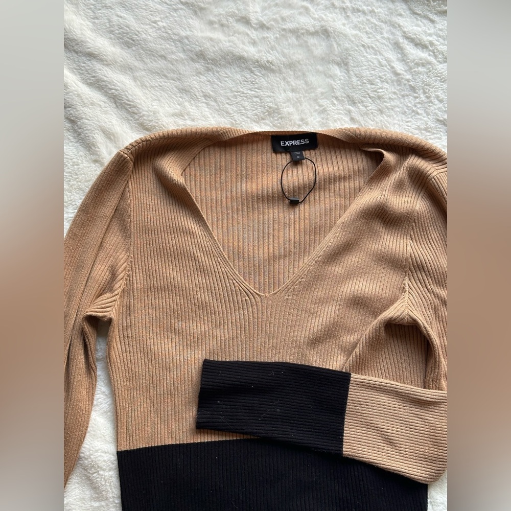 Express knitted long sleeve V neck